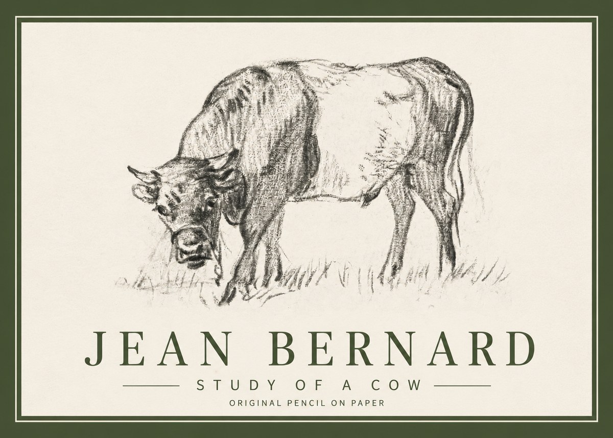 Jean Bernard Study of a Cow II No3 - Póster