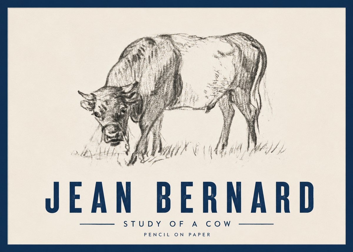 Jean Bernard Study of a Cow II No4 - Póster