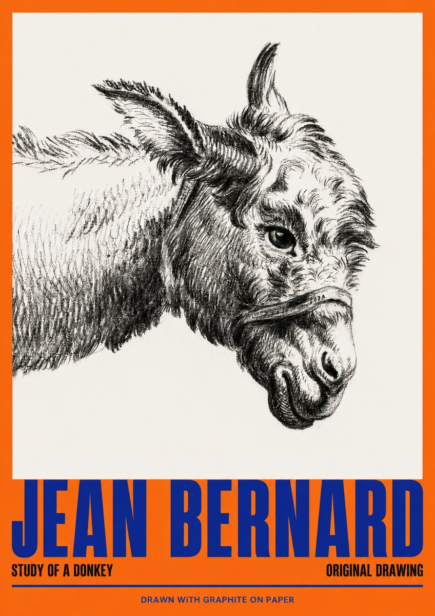 Jean Bernard Study of a Donkey I No2 - Póster