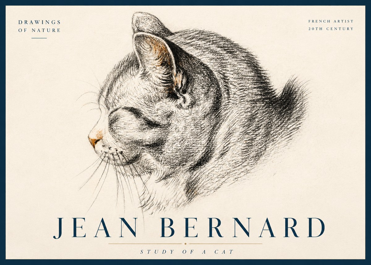 Jean Bernard Study of a Cat I No3 - Póster