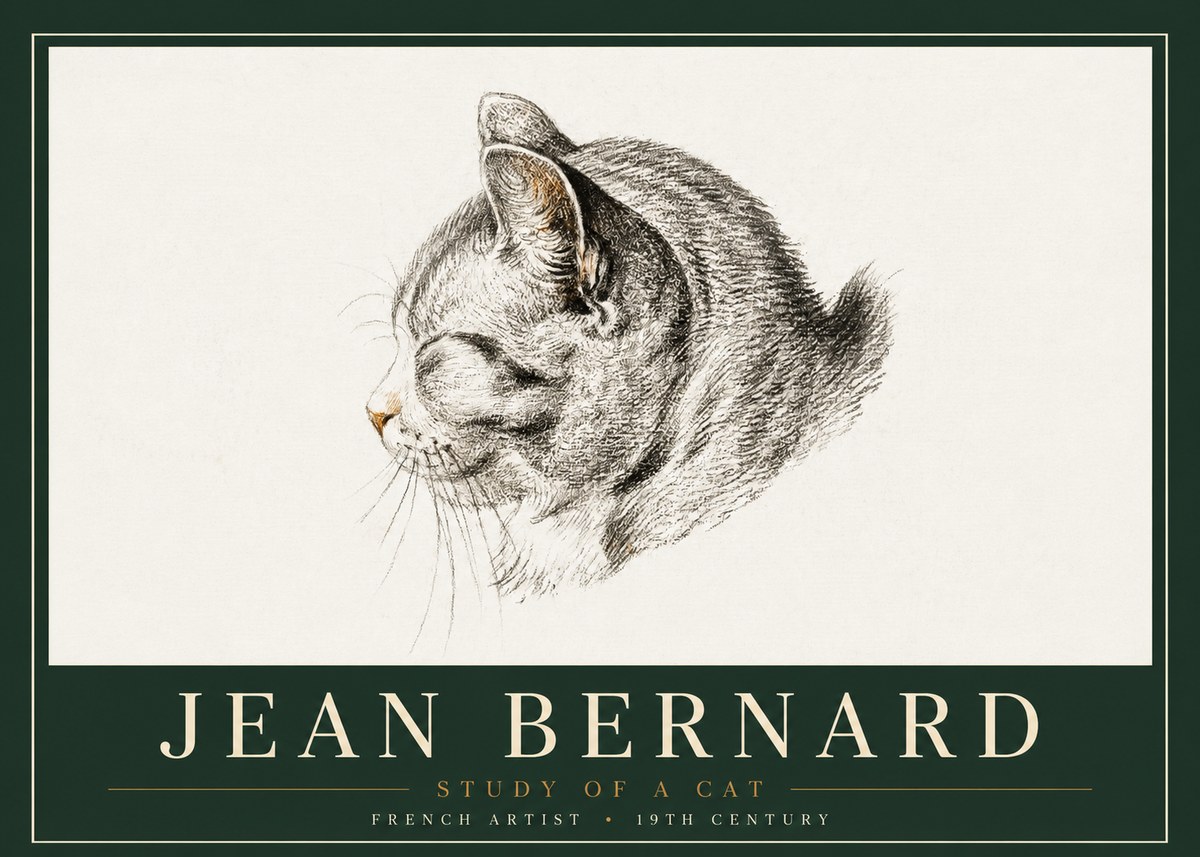 Jean Bernard Study of a Cat I No4 - Póster