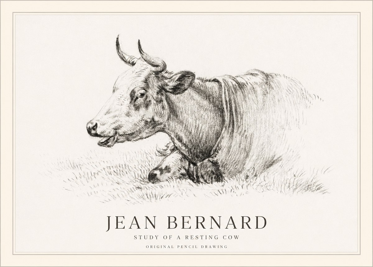 Jean Bernard Study of a Resting Cow IV No1 - Póster