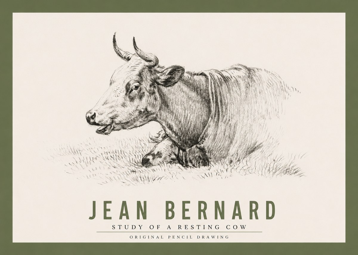 Jean Bernard Study of a Resting Cow IV No2 - Póster
