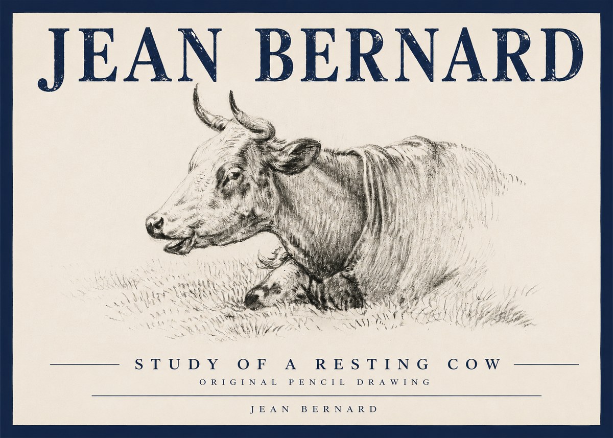 Jean Bernard Study of a Resting Cow IV No4 - Póster