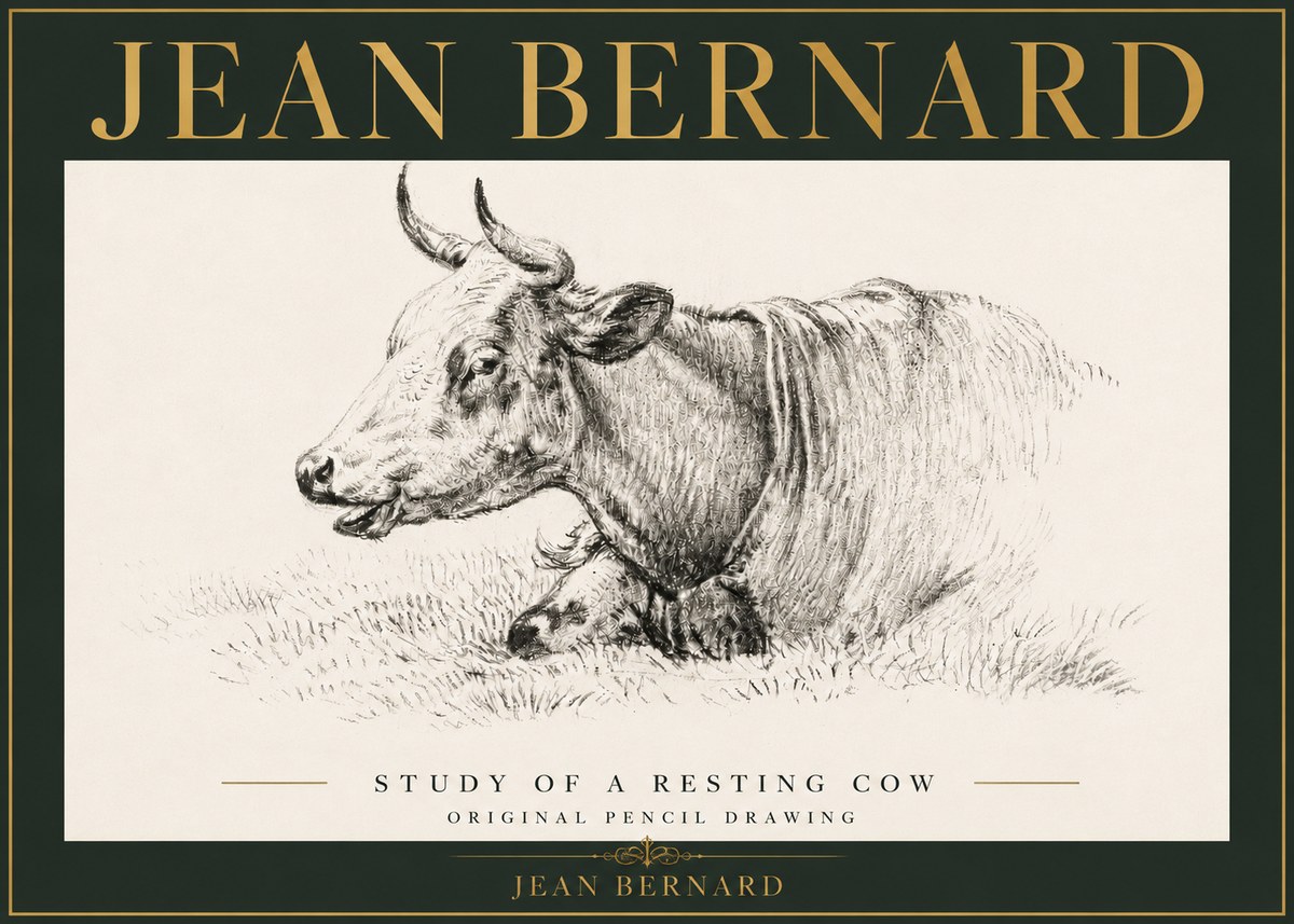 Jean Bernard Study of a Resting Cow IV No5 - Póster