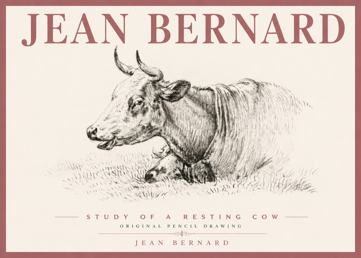 Jean Bernard Study of a Resting Cow IV No6 - Póster