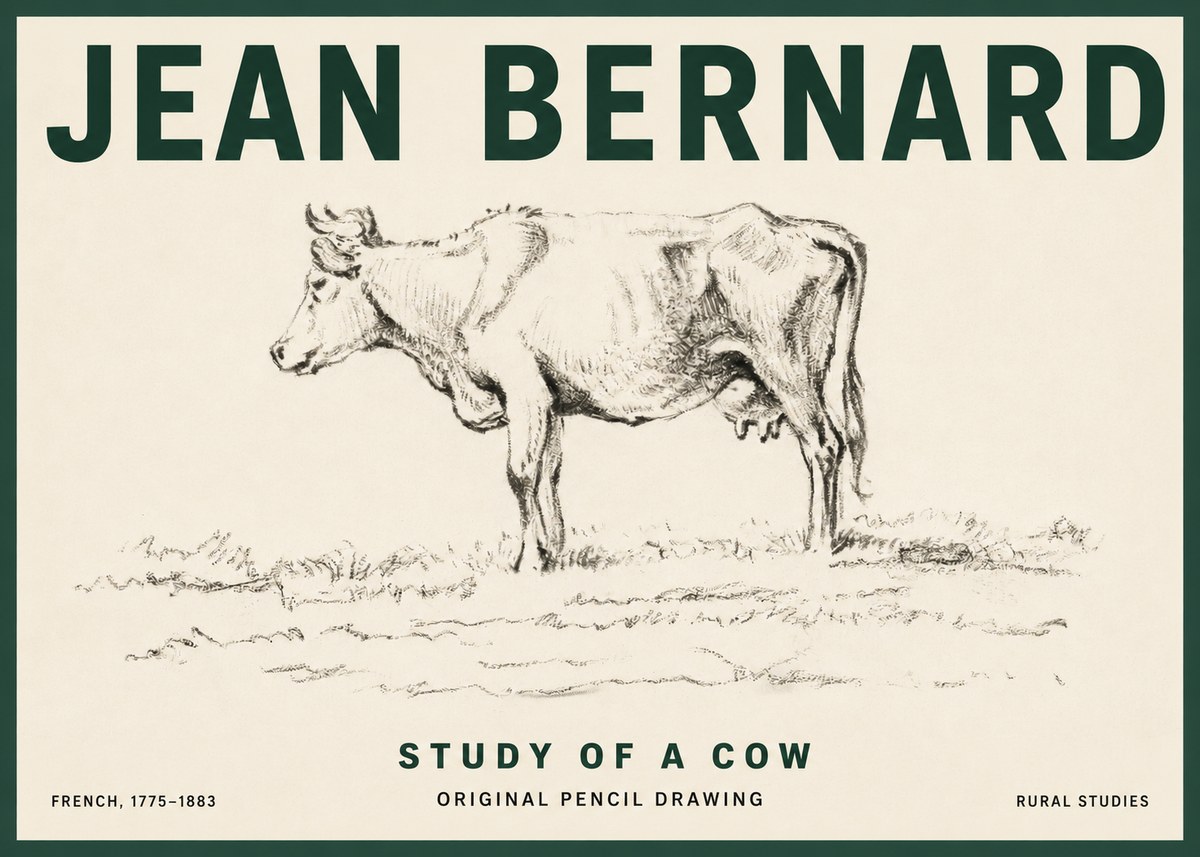 Jean Bernard Study of a Cow III No3 - Póster