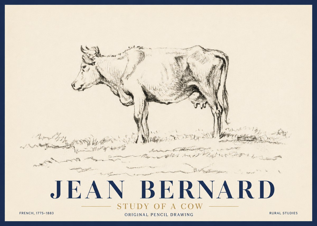 Jean Bernard Study of a Cow III No4 - Póster