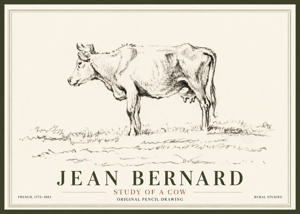 Jean Bernard Study of a Cow III No5 - Póster