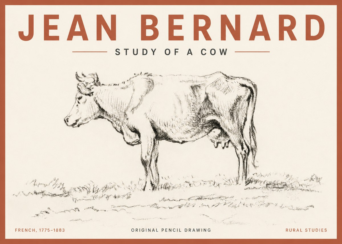 Jean Bernard Study of a Cow III No6 - Póster