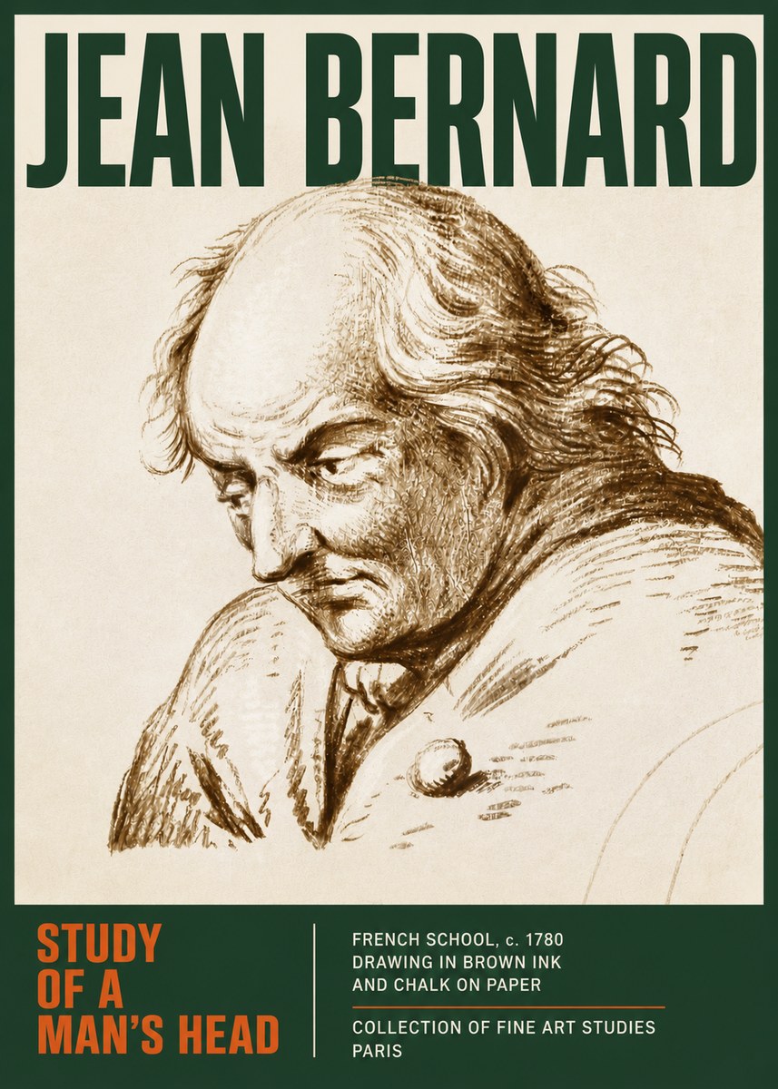 Jean Bernard Study of a Man's Head No4 - Póster