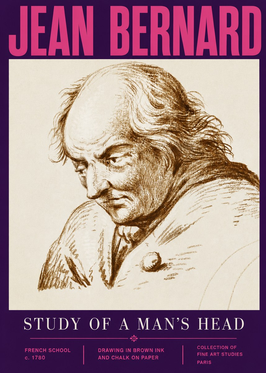 Jean Bernard Study of a Man's Head No5 - Póster