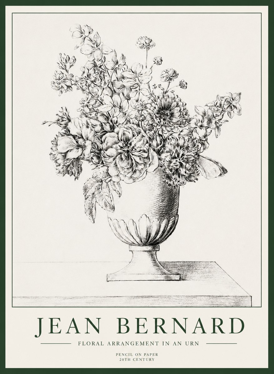 Jean Bernard Floral Arrangement in an Urn No1 - Póster