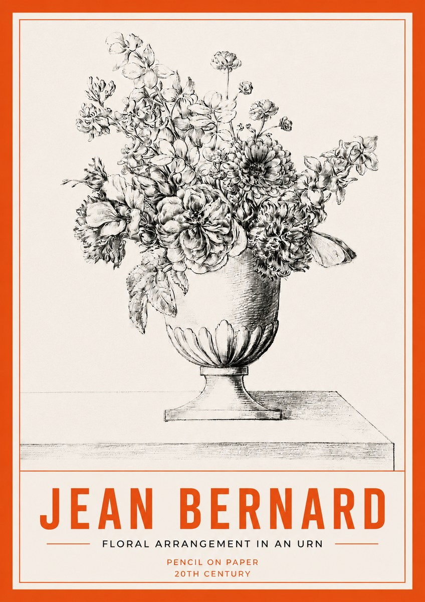 Jean Bernard Floral Arrangement in an Urn No3 - Póster
