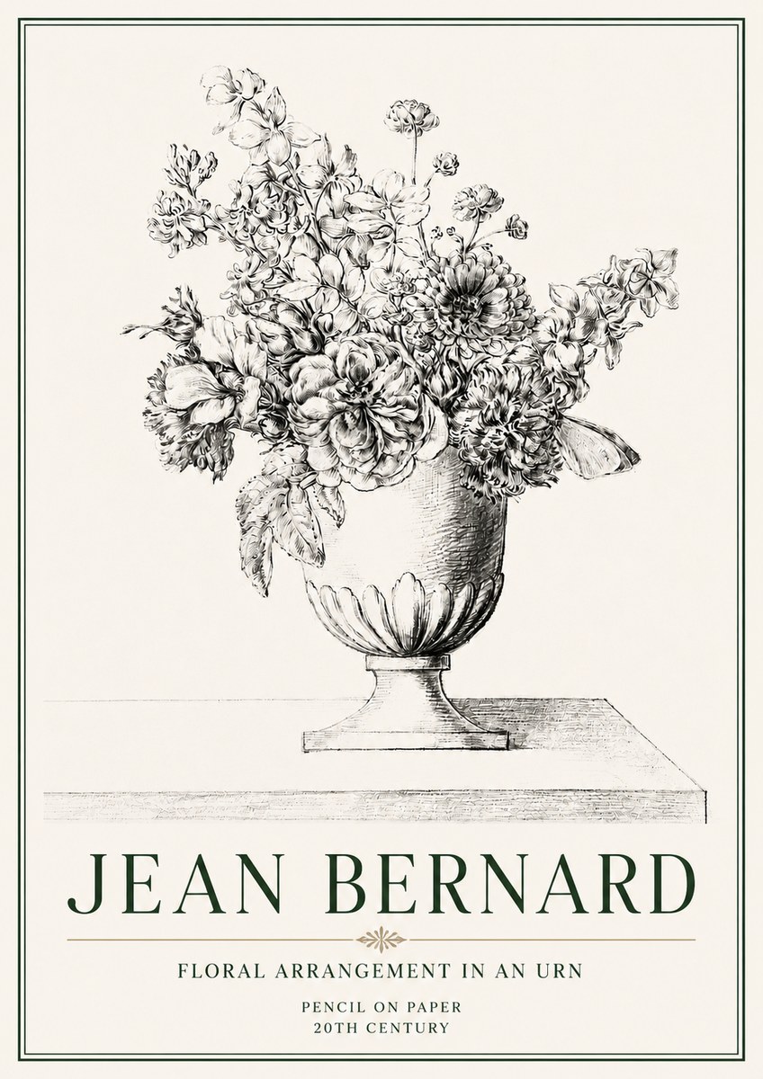 Jean Bernard Floral Arrangement in an Urn No4 - Póster