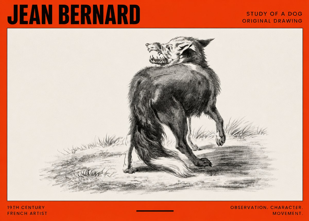 Jean Bernard Study of a Dog II No2 - Póster