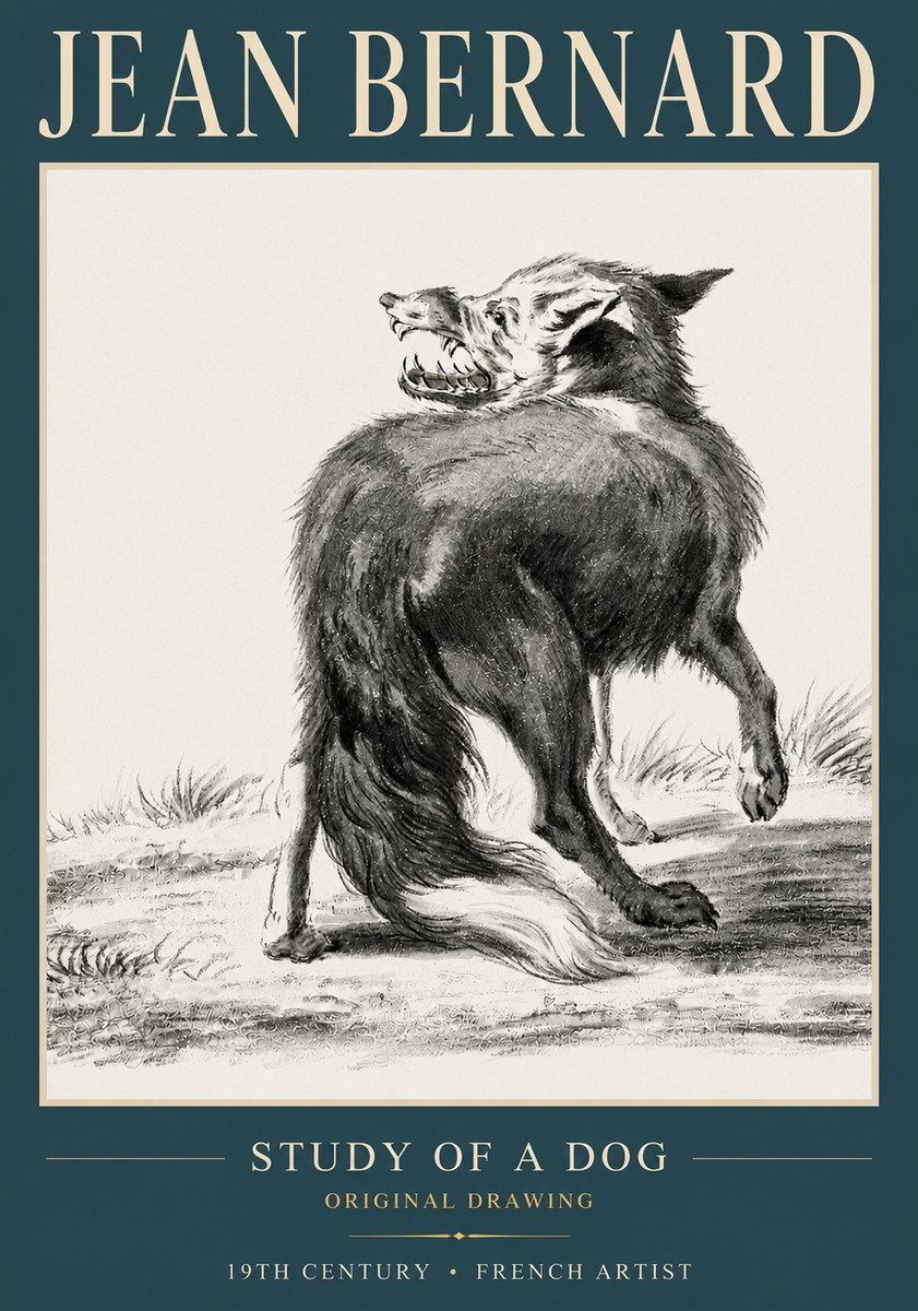 Jean Bernard Study of a Dog II No3 - Póster