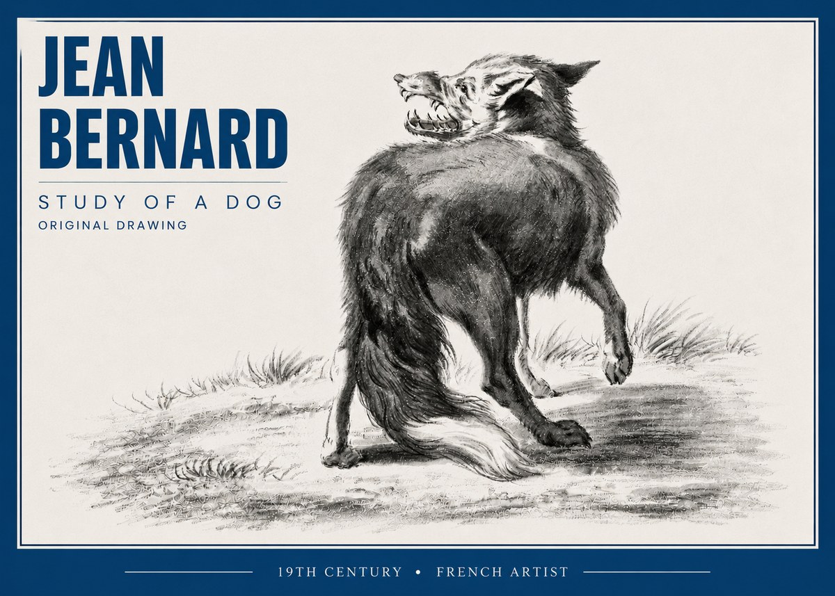 Jean Bernard Study of a Dog II No4 - Póster