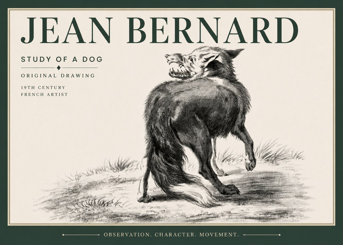 Jean Bernard Study of a Dog II No6 - Póster