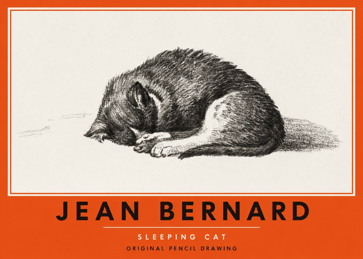 Jean Bernard Sleeping Cat III No2 - Póster
