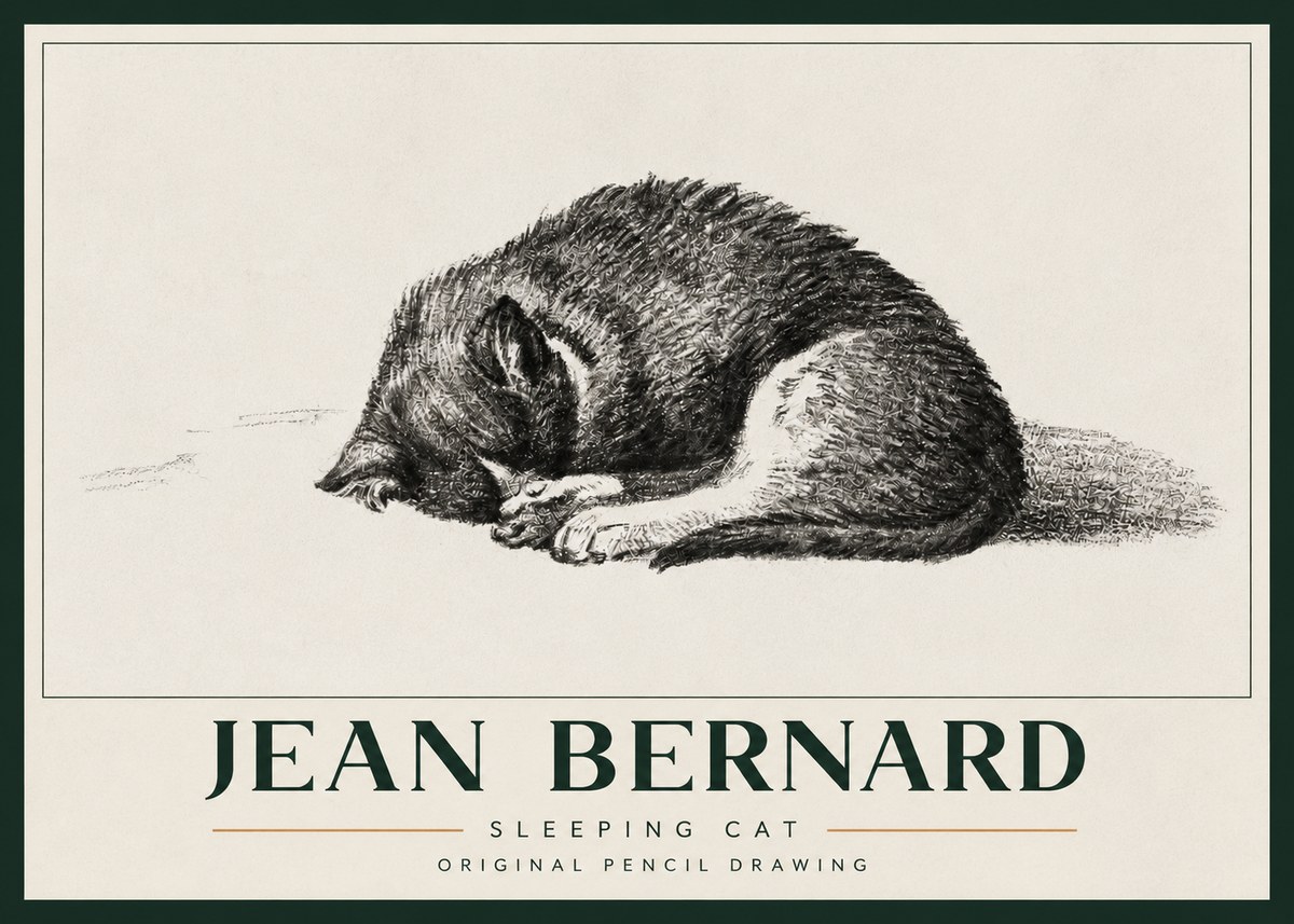 Jean Bernard Sleeping Cat III No3 - Póster
