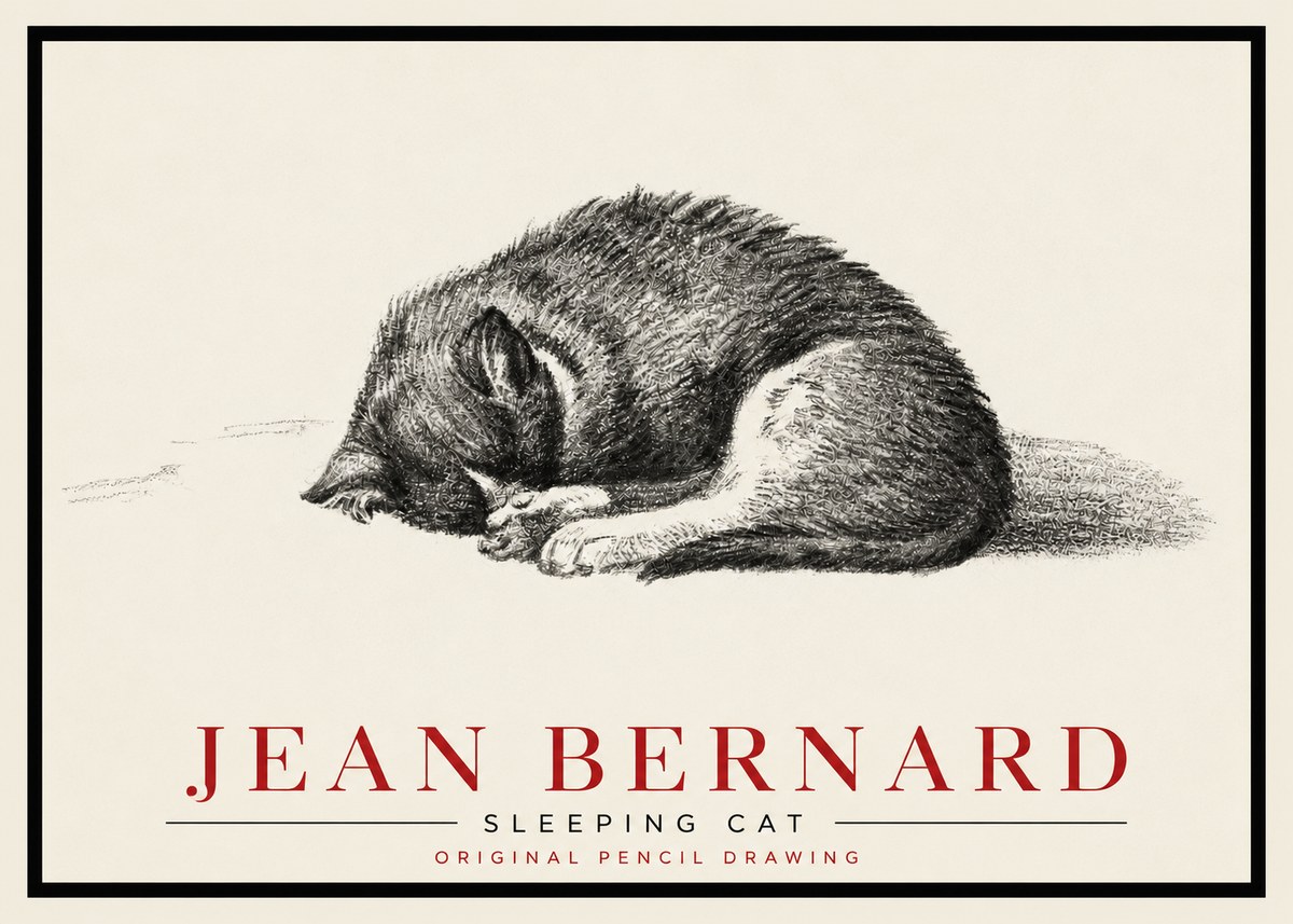 Jean Bernard Sleeping Cat III No5 - Póster