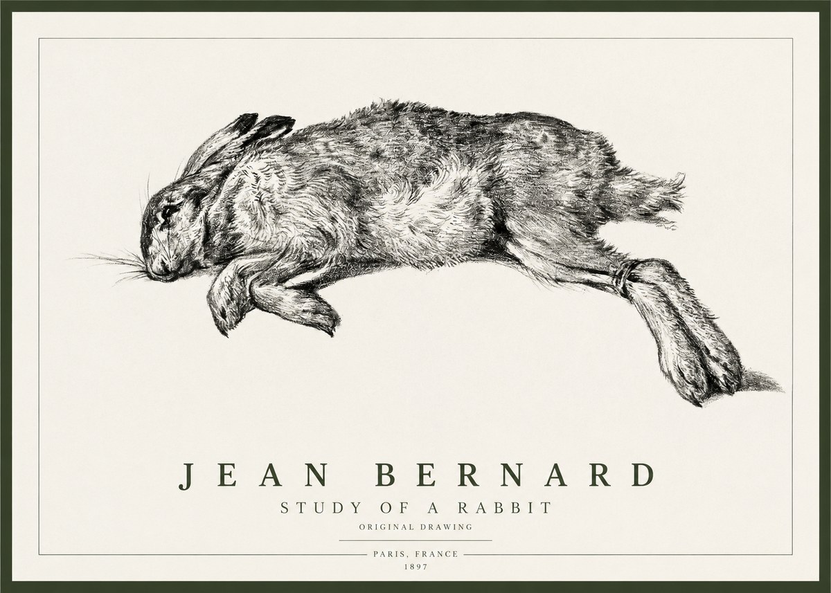 Jean Bernard Study of a Rabbit No1 - Póster