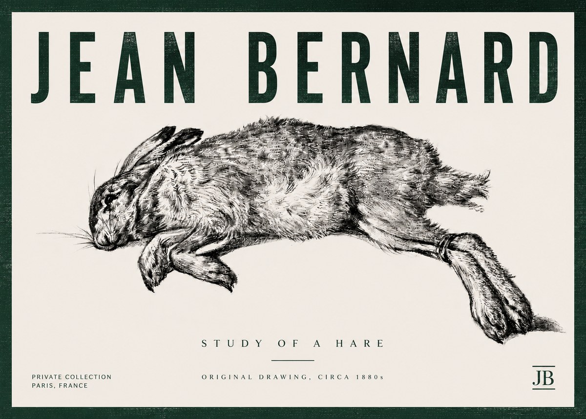 Jean Bernard Study of a Rabbit No6 - Póster