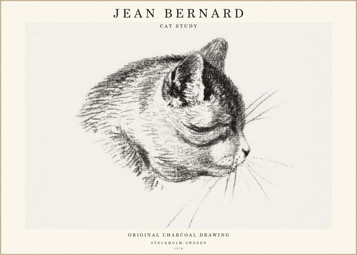Jean Bernard Cat Study IV No1 - Póster