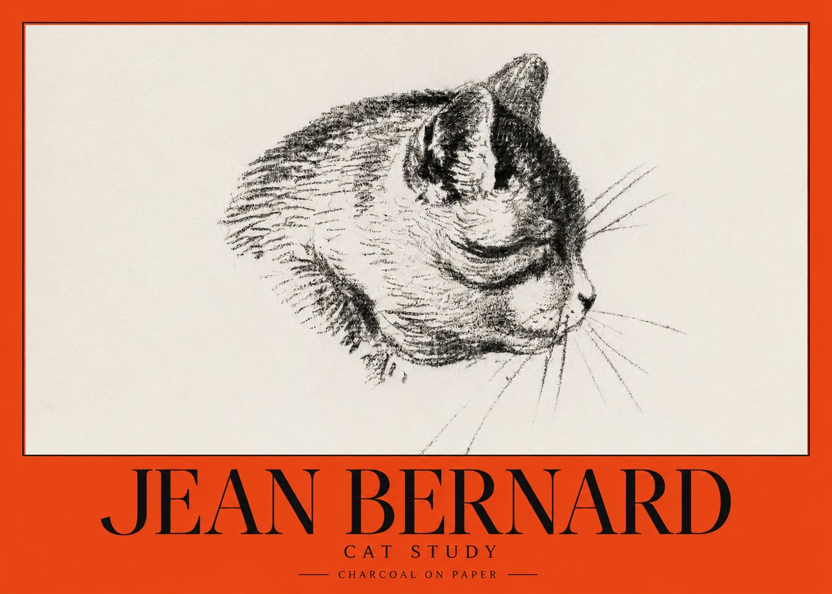 Jean Bernard Cat Study IV No3 - Póster
