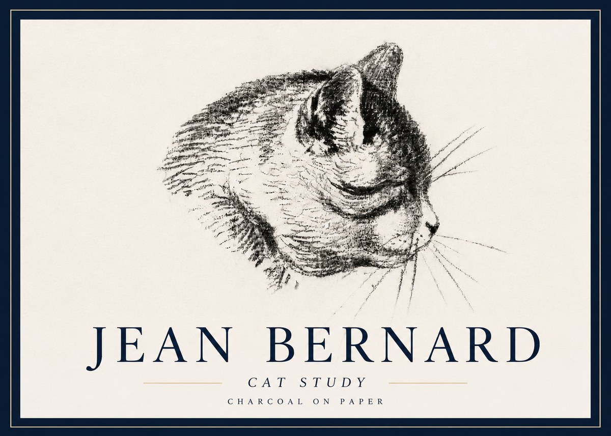Jean Bernard Cat Study IV No6 - Póster