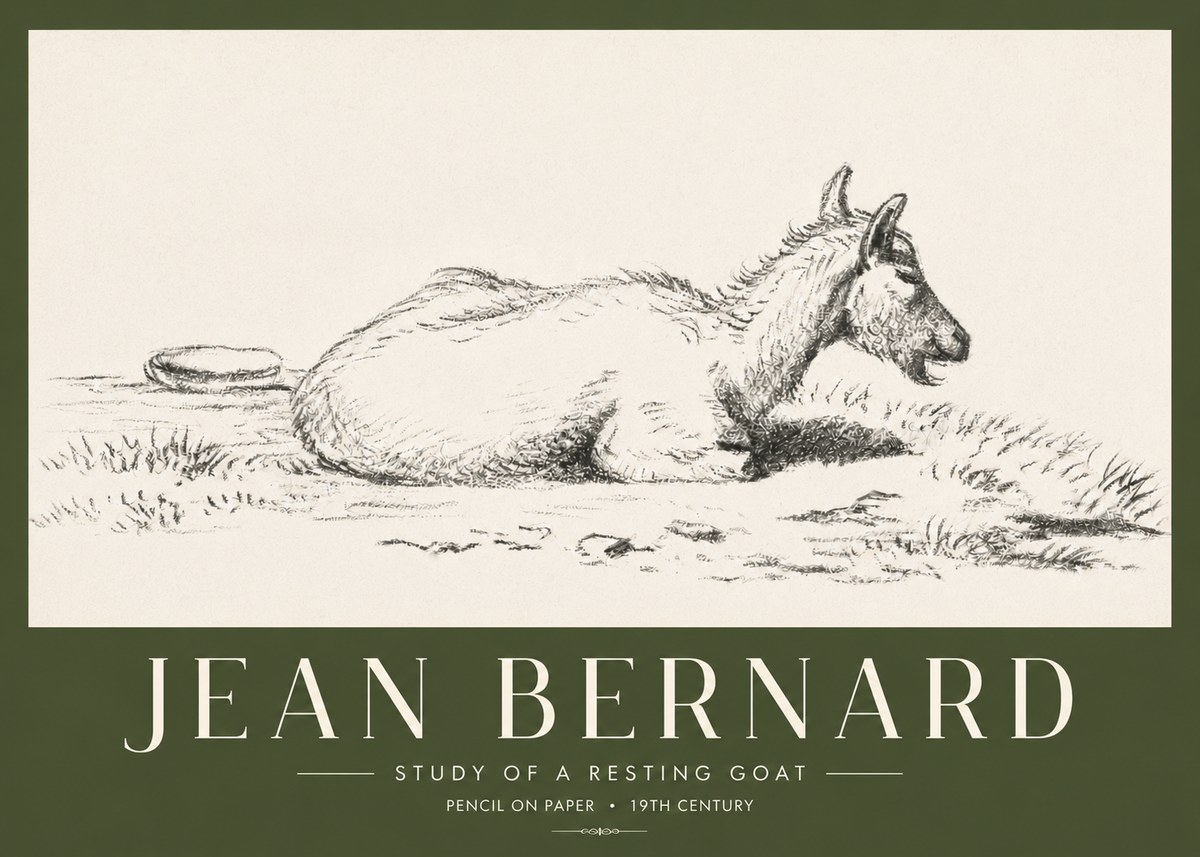 Jean Bernard Study of a Resting Goat No4 - Póster