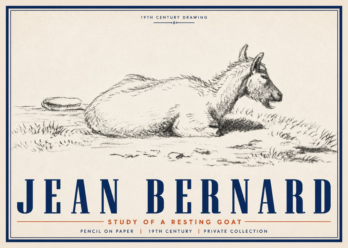 Jean Bernard Study of a Resting Goat No5 - Póster