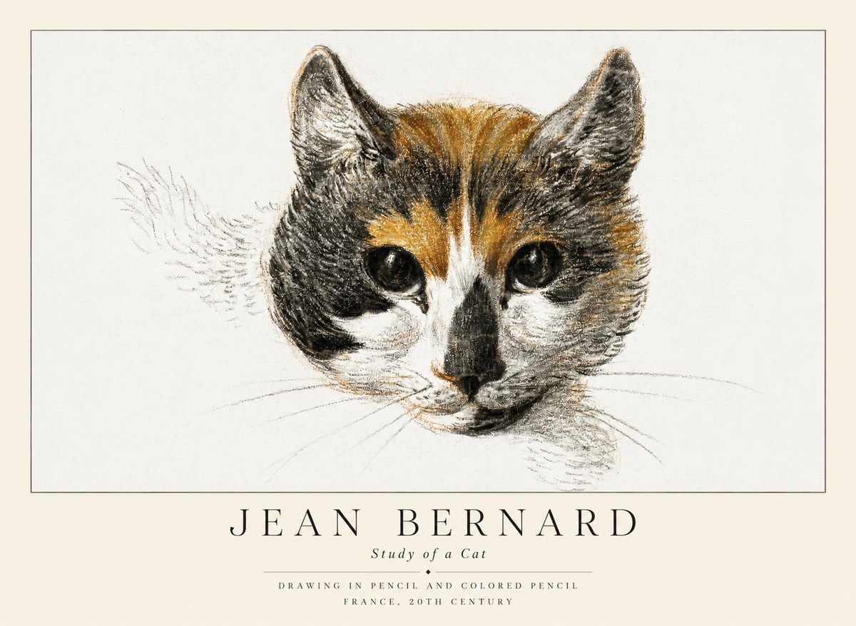 Jean Bernard Study of a Cat II No1 - Póster