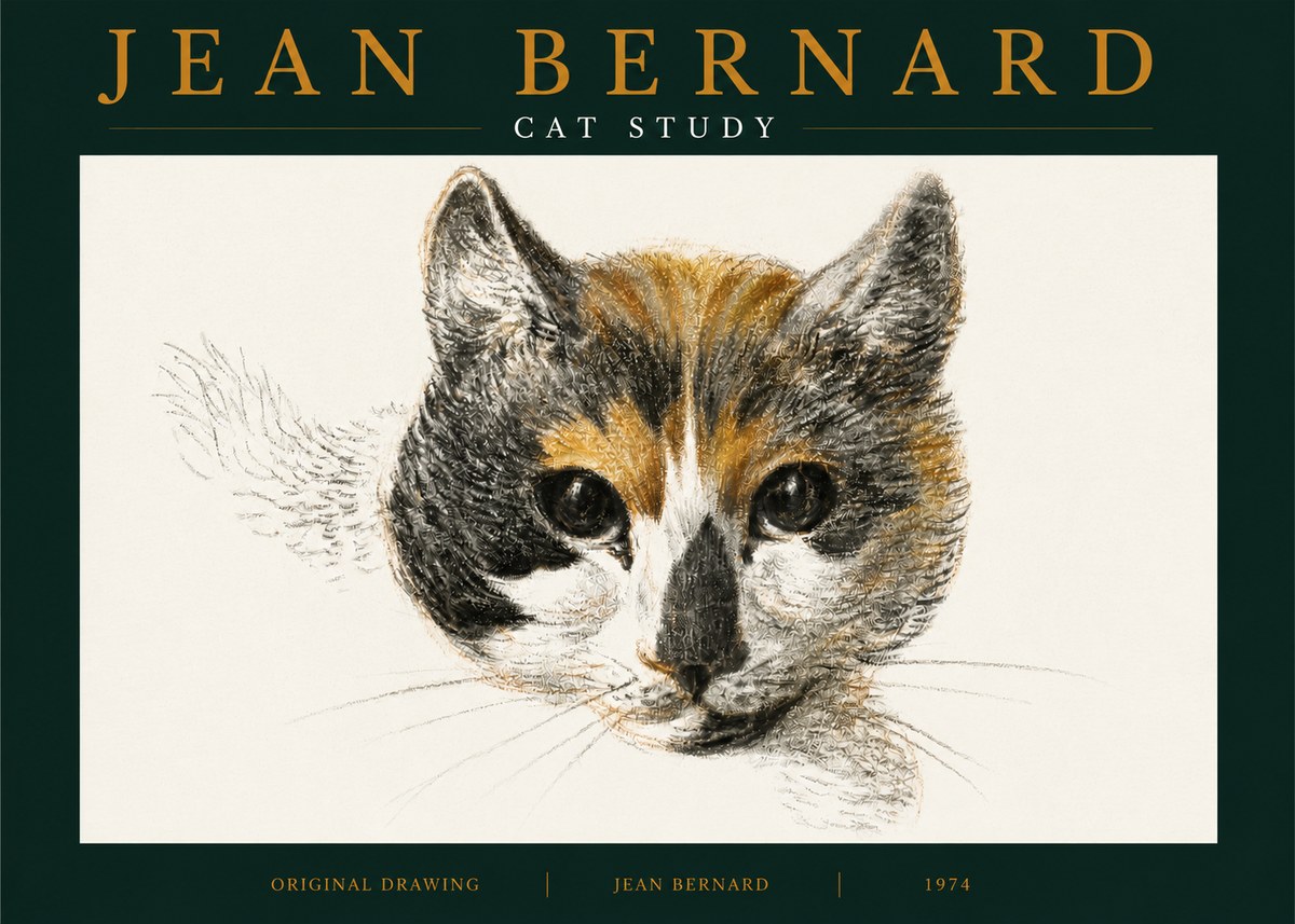 Jean Bernard Study of a Cat II No5 - Póster