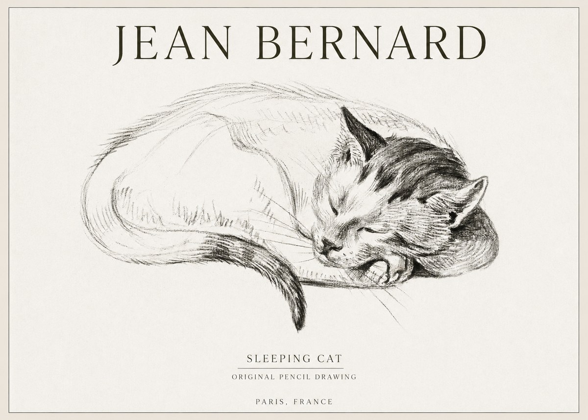 Jean Bernard Sleeping Cat IV No1 - Póster