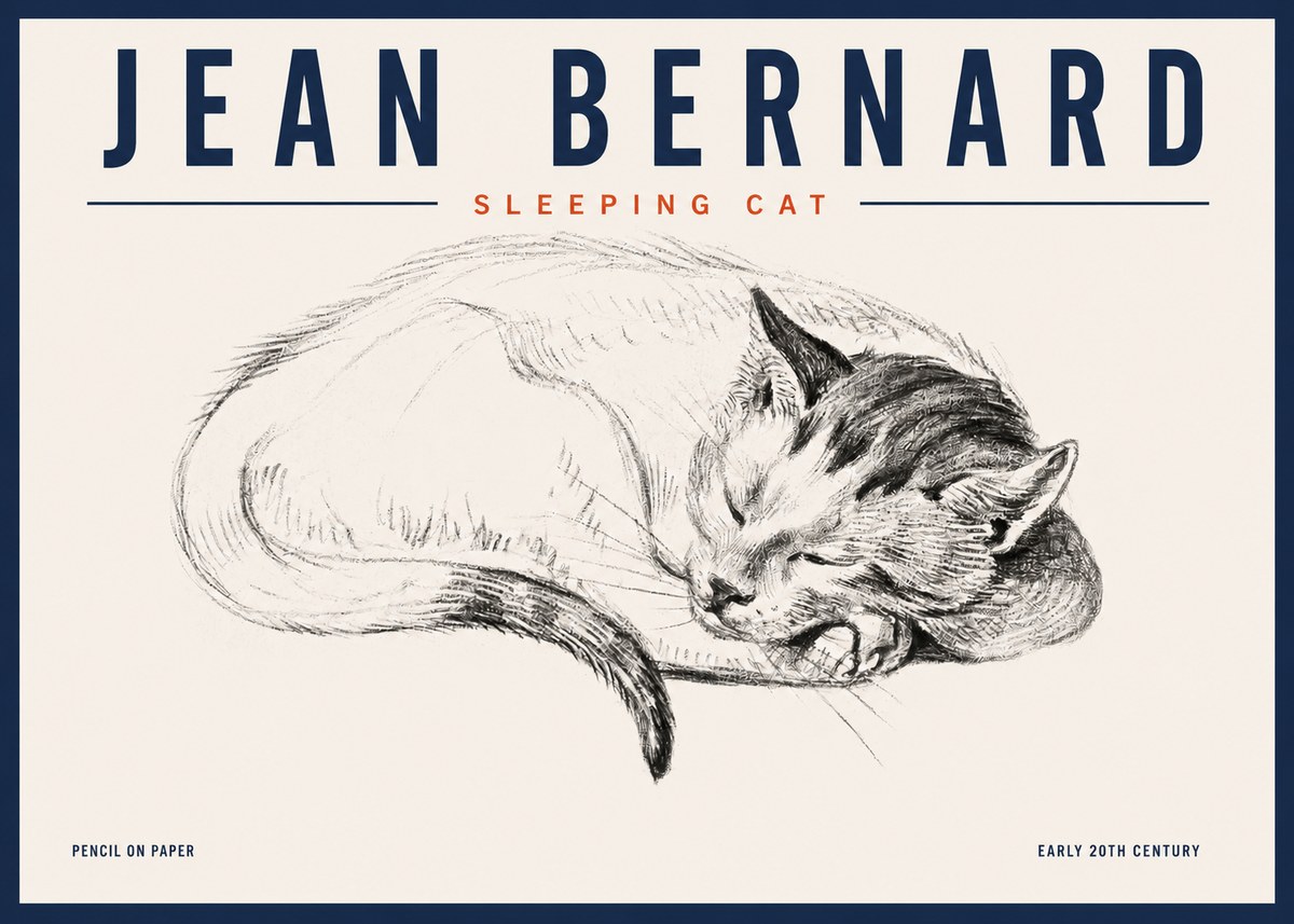 Jean Bernard Sleeping Cat IV No4 - Póster