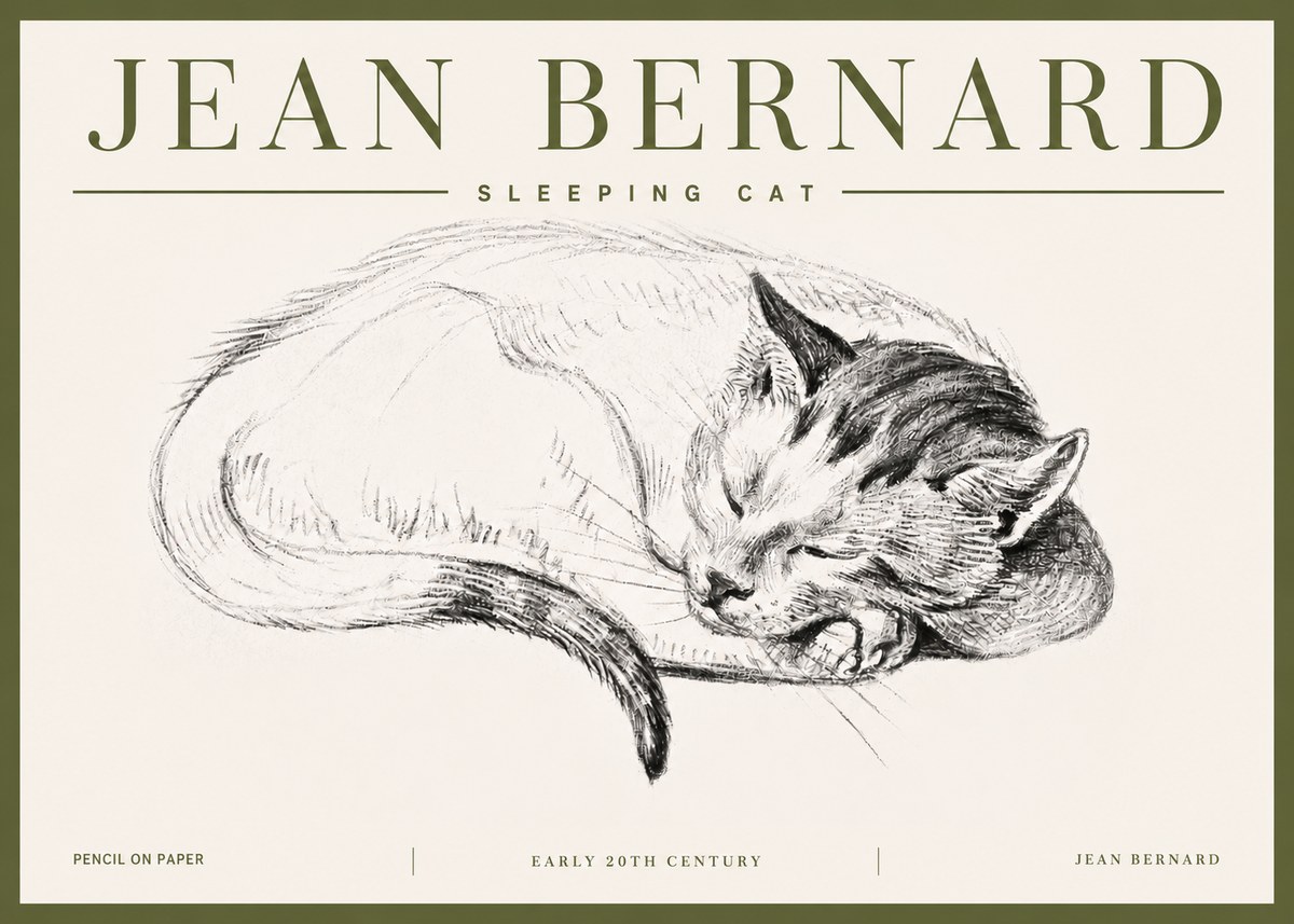 Jean Bernard Sleeping Cat IV No5 - Póster