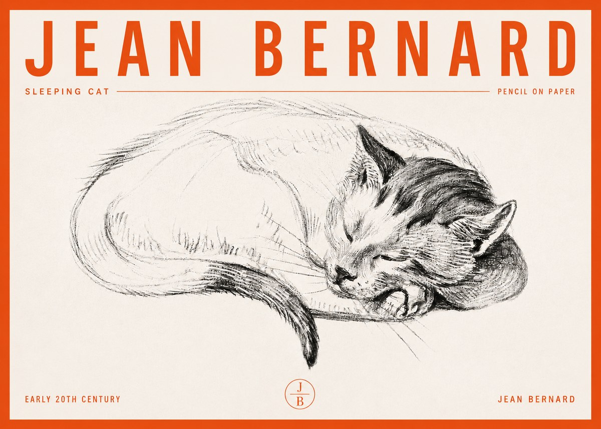 Jean Bernard Sleeping Cat IV No6 - Póster