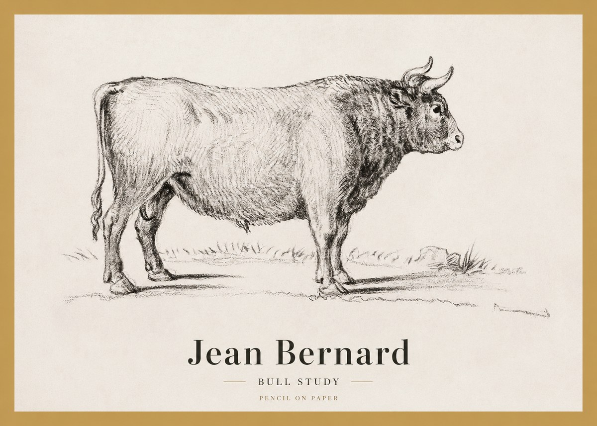 Jean Bernard Study of a Bull I No4 - Póster