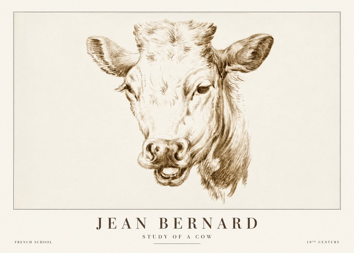 Jean Bernard Study of a Cow IV No2 - Póster
