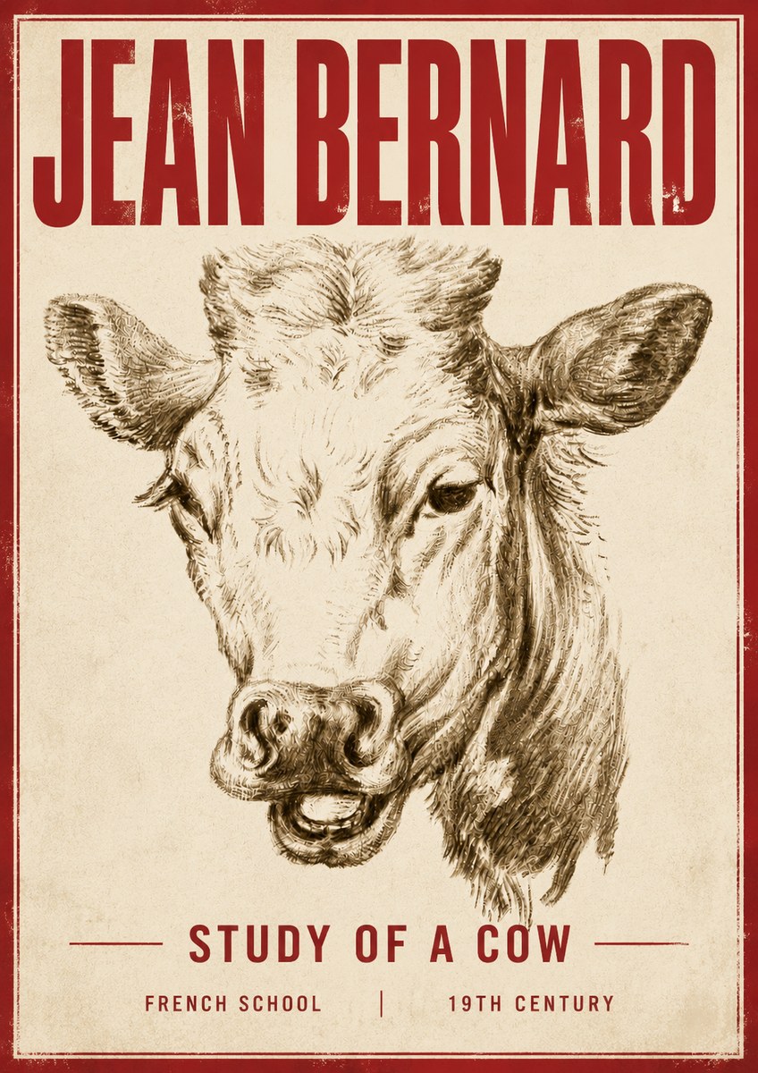Jean Bernard Study of a Cow IV No5 - Póster