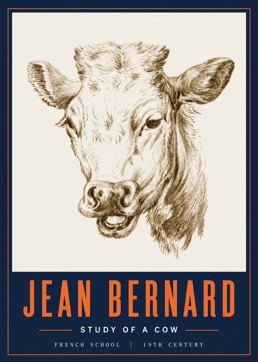 Jean Bernard Study of a Cow IV No6 - Póster