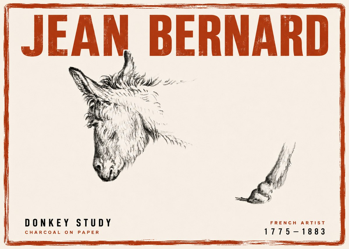 Jean Bernard Study of a Donkey II No4 - Póster