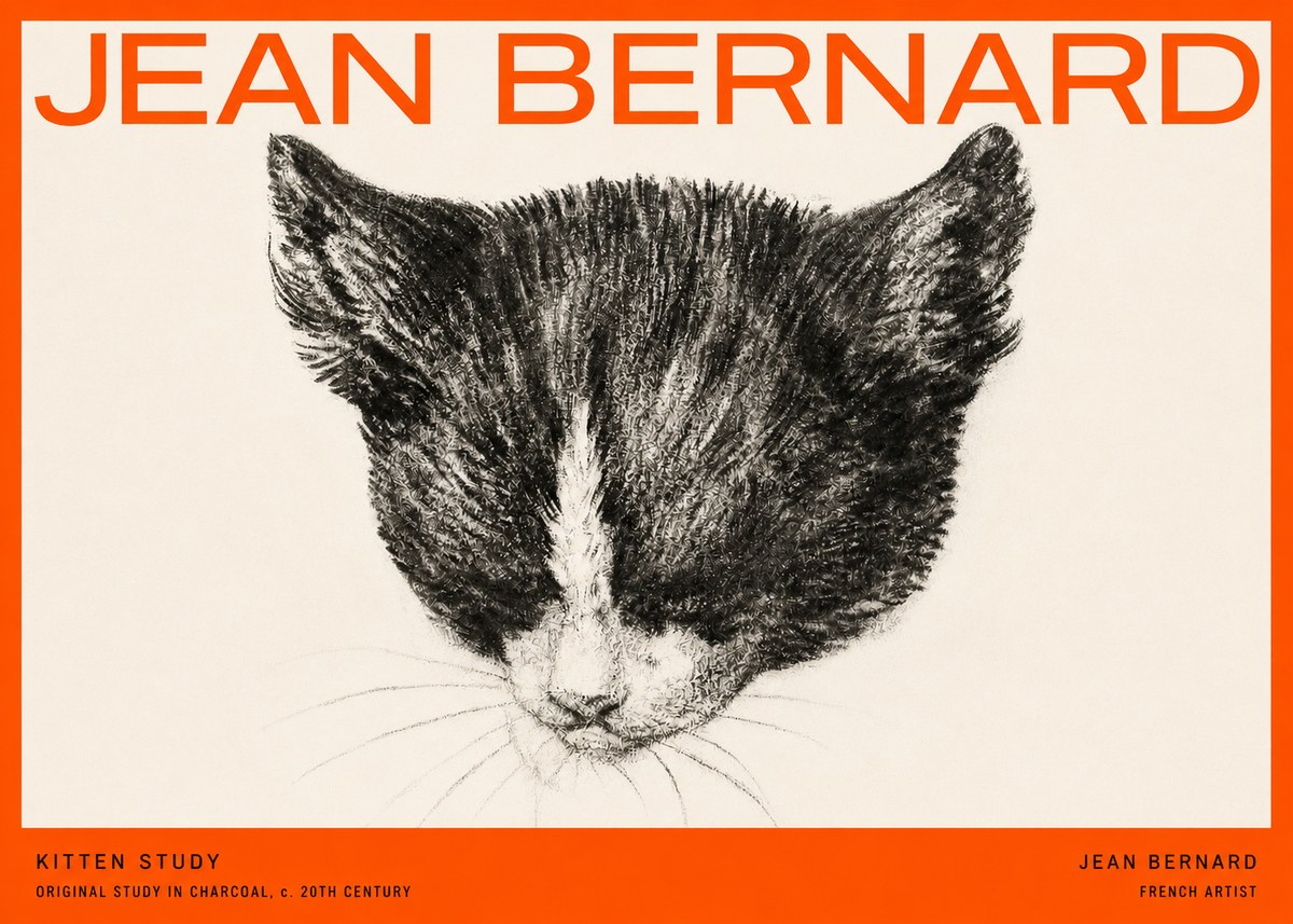 Jean Bernard Cat Study V No5 - Póster