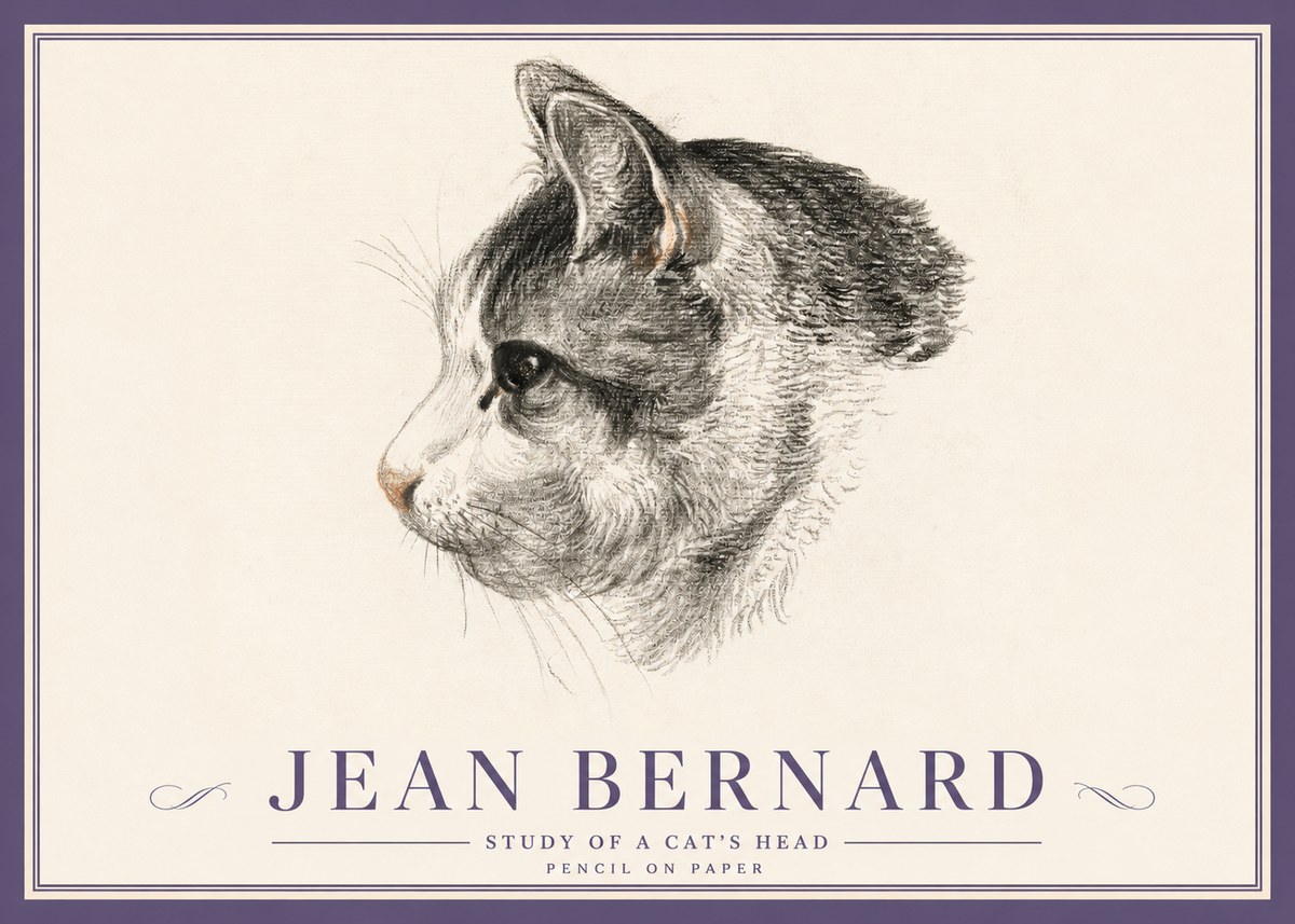 Jean Bernard Cat Study, Profile No5 - Póster