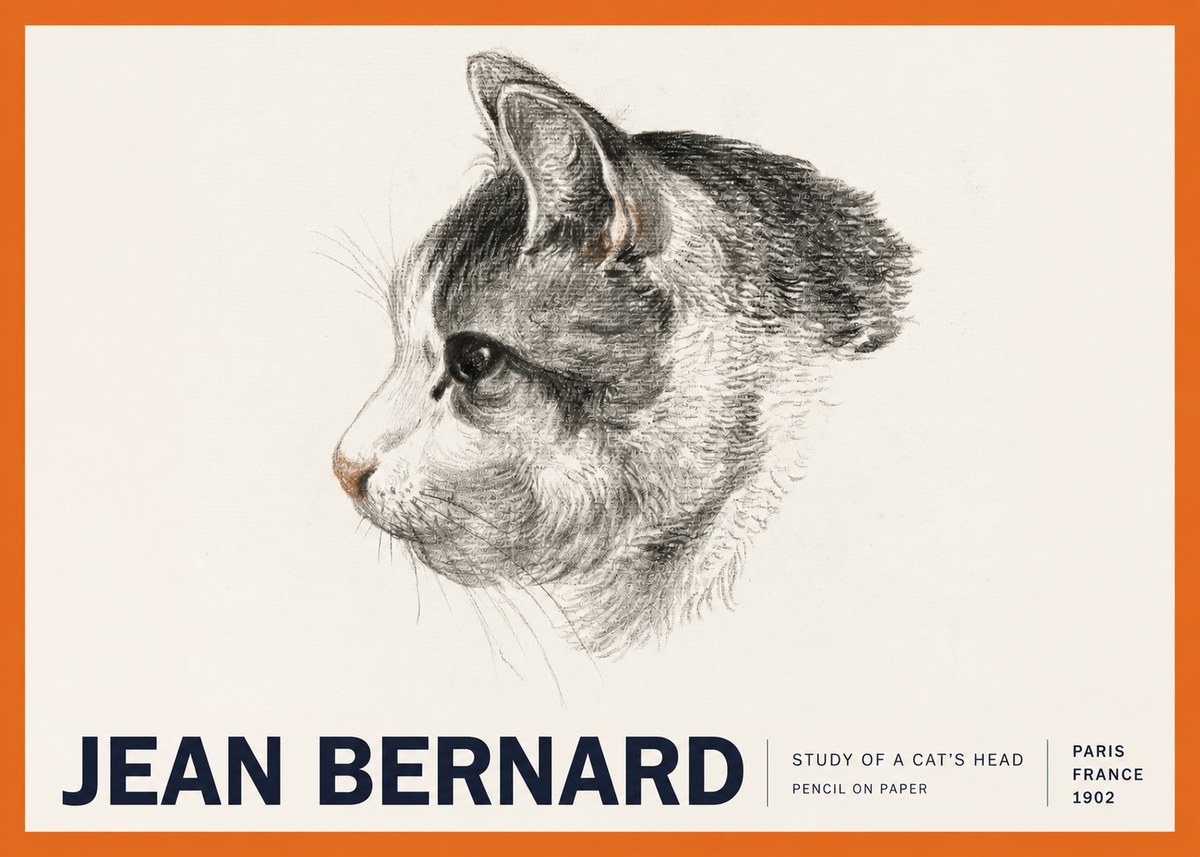 Jean Bernard Cat Study, Profile No6 - Póster