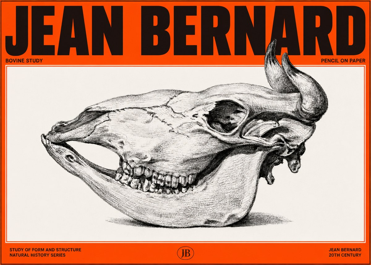 Jean Bernard Bovine Skull Study No3 - Póster
