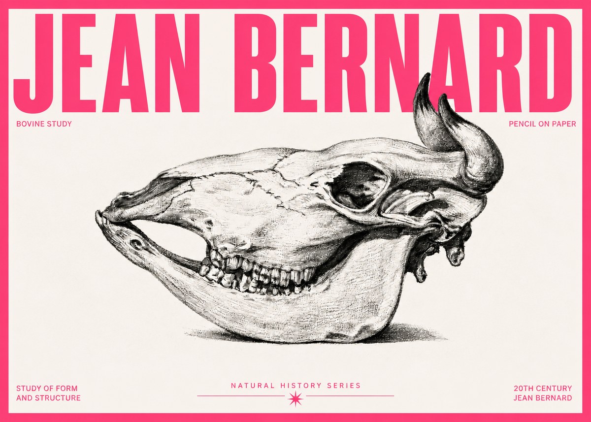 Jean Bernard Bovine Skull Study No5 - Póster