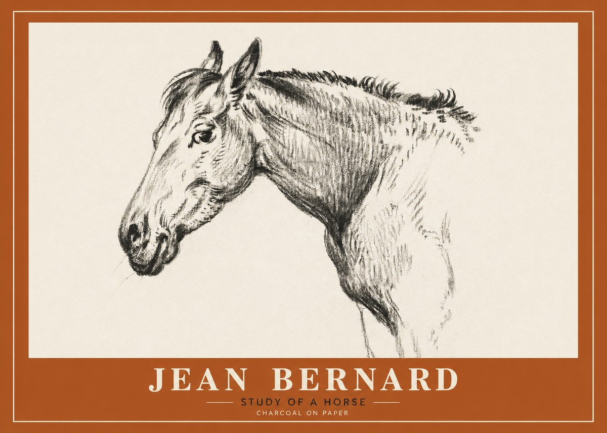 Jean Bernard Study of a Horse VI No2 - Póster